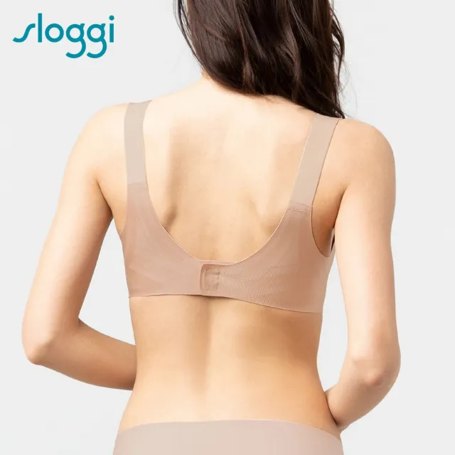 【sloggi】NEW ZERO FEEL SOFT BRA 全新零感系列 涼感透氣後扣式V領內衣(濃醇花生醬)