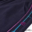 【YIDIE 衣蝶】圓領異材質拼接格紋九分褲套裝-深藍(上下身分開販售)