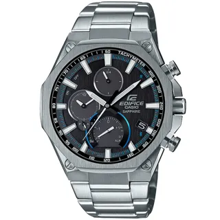 【CASIO 卡西歐】EDIFICE 輕薄八角錶圈太陽能藍牙手錶(EQB-1100D-1A)