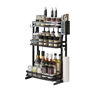 【KCS 嚴選】三層折疊式廚房雙層置物架(廚房置物架/收納置物架/瓶罐架/調味料架) 