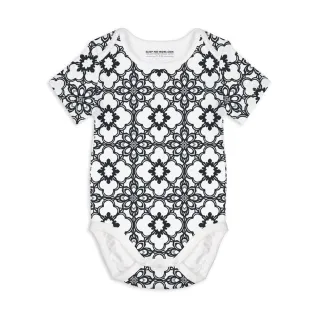 【Sleep No More】SLEEP NO MORE 100% 有機棉短袖包屁衣-黑白窗花