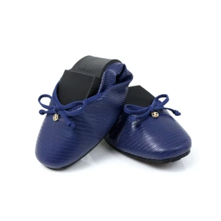 【viina】芭蕾名媛﹒優雅微方頭摺疊平底娃娃鞋-藍(摺疊平底娃娃鞋)