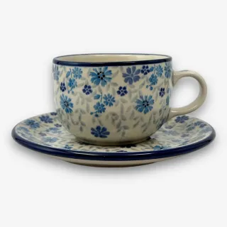 【SOLO 波蘭陶】CA 波蘭陶 200ML 咖啡杯盤組 藍色花絮系列 CERAMIKA ARTYSTYCZNA