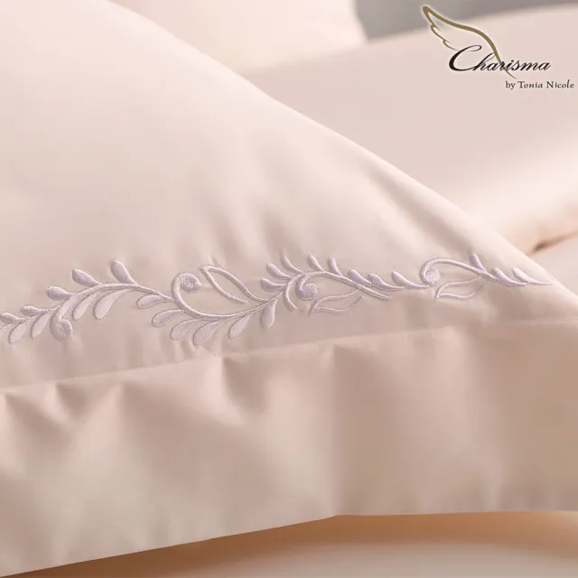 【Charisma】500織埃及長纖細棉刺繡四件式被套床包組-搖曳珍珠(特大)