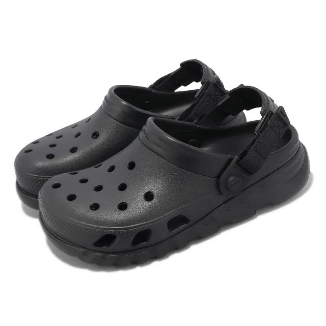 【Crocs】涼拖鞋 Duet Max II Clog 男女鞋 黑 渦輪克駱格 魔鬼氈 可調節 卡駱馳(208776001)