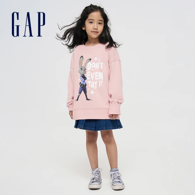 【GAP】女童裝 牛仔百褶短裙-深藍色(810365)