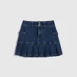 【GAP】女童裝 牛仔百褶短裙-深藍色(810365)