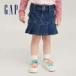 【GAP】女幼童裝 牛仔百褶短裙-深藍色(810368)