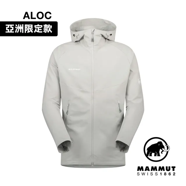 【Mammut 長毛象】Macun 2.0 SO Hooded Jacket AF Men 日系防潑水軟殼連帽外套 鉑金灰 男款 #1011-00792