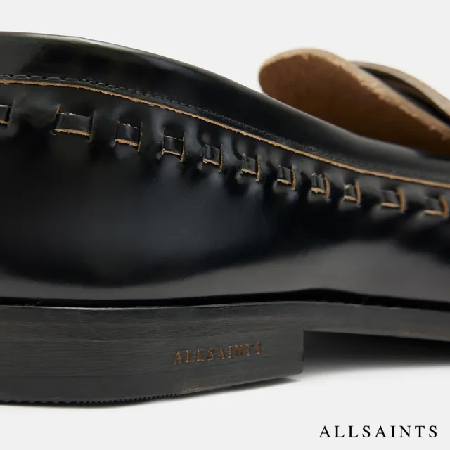 【ALLSAINTS】SAMMY 英倫牛皮編織LOGO樂福鞋 MZ611Y