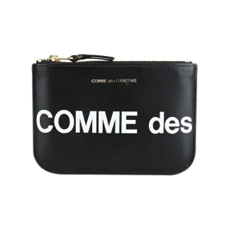 【Comme Des Garcons CDG】川久保玲 經典全皮大LOGO拉鍊零錢包(黑)