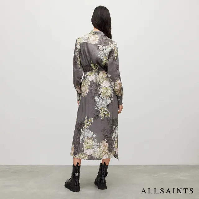 【ALLSAINTS】SKYE VENETIA 真絲混紡花瓣印花中長版洋裝 WD143Y(常規版型)