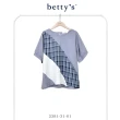 【betty’s 貝蒂思】三色拼接格紋雪紡短袖上衣(共二色)