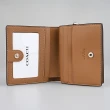 【COACH】SNAP系列金屬金標誌釦式印花PVC短夾(卡其x棕)