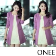 【Onee】西裝大衣 修身外套/韓版修身簡約一字假口袋造型西裝大衣 外套(紫)