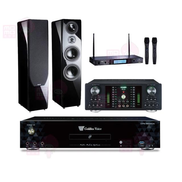 【金嗓】CPX-900 K1A+DB-7AN+TR-5600+KTF P-889 鋼考版 黑(4TB點歌機+擴大機+無線麥克風+喇叭)