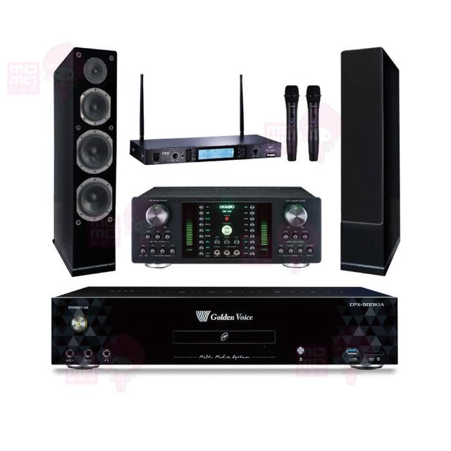 【金嗓】CPX-900 K1A+DB-7AN+TR-5600+Austin AS-168 黑(4TB點歌機+擴大機+無線麥克風+落地式喇叭)