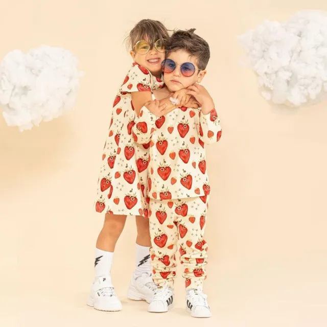 【Sleep No More】SLEEP NO MORE 100% 有機棉兒童圓領長袖上衣-草莓