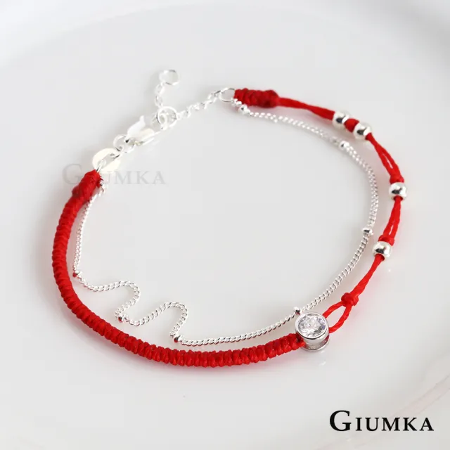 【GIUMKA】紅線手鍊．925純銀．紅繩．單鑽．蠟繩(紅色．開運禮物)