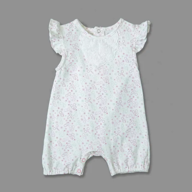 【Deux Filles有機棉】嬰兒荷葉袖連身衣 三色(新生兒 有機棉 包屁衣)