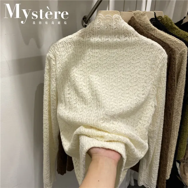 【my stere 我的時尚秘境】雙11 秋冬韓系時尚復古蕾絲百搭針織上衣(2022秋冬新款 復古蕾絲 百搭