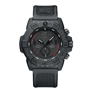 【LUMINOX 雷明時】NAVY SEAL CHRONO海豹三眼計時腕錶 瑞士錶(純黑 3581.SIS)