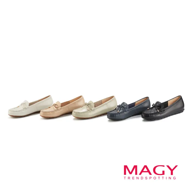【MAGY】菱格紋縫線真皮平底休閒鞋(灰色)