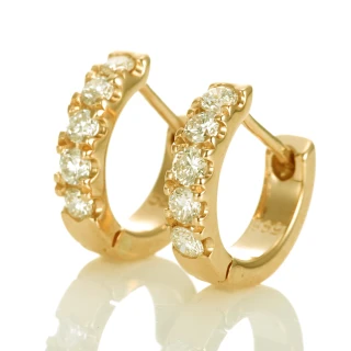 【DOLLY】0.40克拉 14K金輕珠寶黃K金鑽石耳環