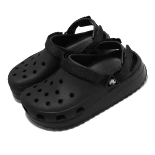 【Crocs】涼拖鞋 Classic Hiker Clog 男鞋 女鞋 經典黑 全黑 厚底 戶外 鋸齒底 洞洞鞋(206772060)