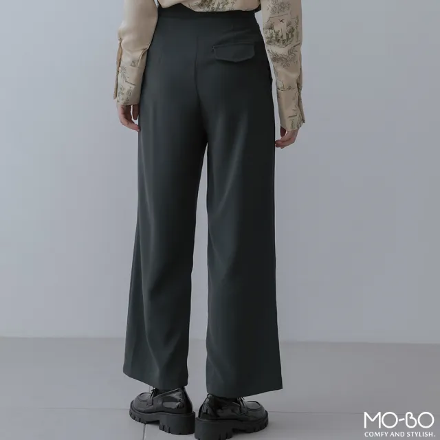 【MO-BO】簡約魅力口袋斜釦寬褲(褲子)