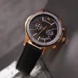 【MASERATI 瑪莎拉蒂】CIRCUITO系列 玫瑰金框 黑面 黑色皮革錶帶 兩眼計時手錶 男錶 母親節(R8871627001)