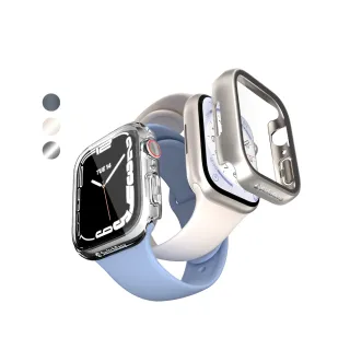 【SwitchEasy 魚骨牌】Apple Watch 9/8/7 45mm Hybrid 鋼化玻璃透明手錶殼(殼膜一體/通用S9)