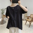【JILLI-KO】棉麻薄款設計感抽繩造型上衣-F(黑/白)