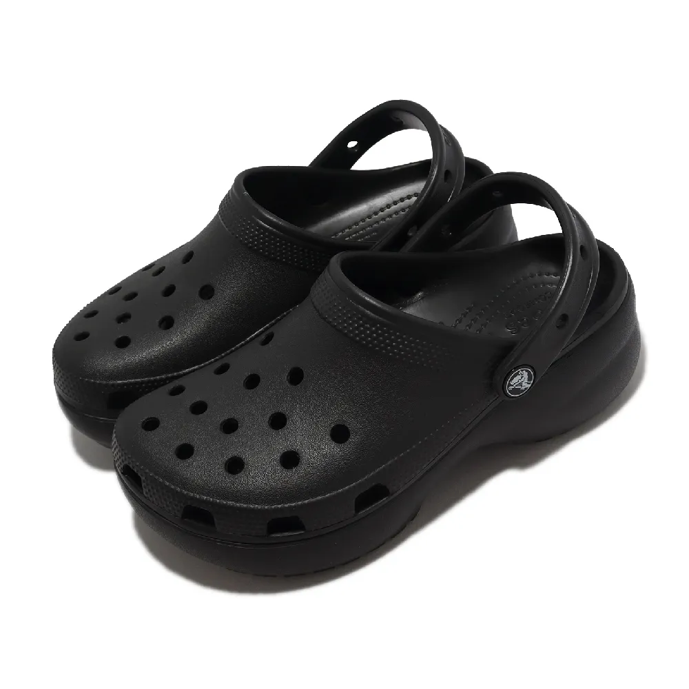 【Crocs】布希鞋 Classic Platform Clog W 女鞋 黑 洞洞鞋 厚底 涼拖鞋 卡駱馳(206750001)