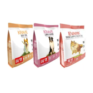 【KRAVE 渴望】無穀犬糧（羊肉鮭魚/原野鮮雞/鴨肉蘋果）1kg(狗糧、狗飼料)