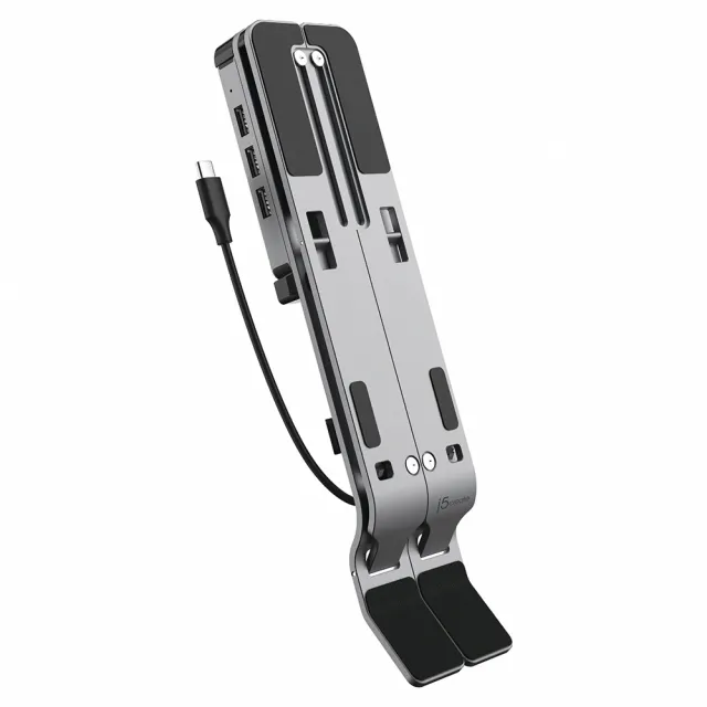 【j5create 凱捷】筆電/平板多功能折疊式支架 附USB-C集線器– JTS223