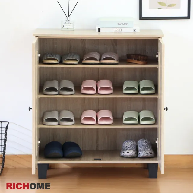 【RICHOME】茵德絲典雅雙門透氣鞋櫃/鞋架/玄關櫃/收納櫃(可移動層板+大容量空間)