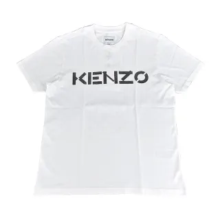 【KENZO】KENZO黑色印字LOGO綿質圓領短袖T恤(男款x白)