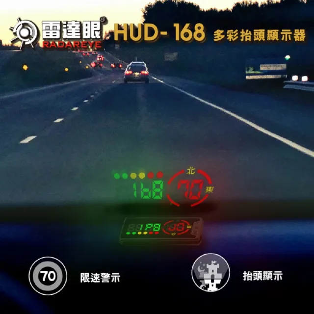 【征服者】雷達眼HUD-168 多彩抬頭顯示器 流動式預警(區間測速 科技執法 一鍵更新 )