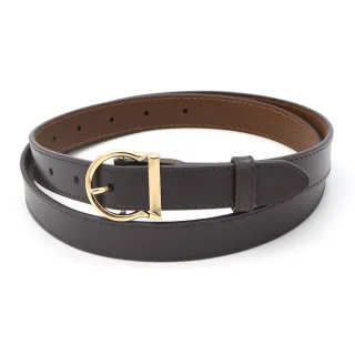 【AnnaSofia】二層牛皮真皮細腰帶腰封-簡約金圈釦 現貨(墨咖系)