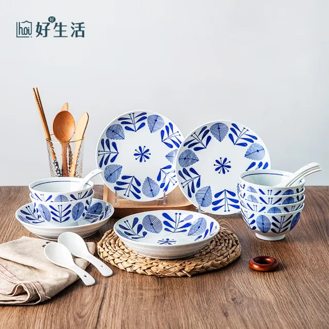 【hoi! 好好生活】日本 細十草陶瓷餐具16件組