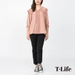 【T.Life】甜美公主風領巾蕾絲拼接七分袖造型襯衫(2色)