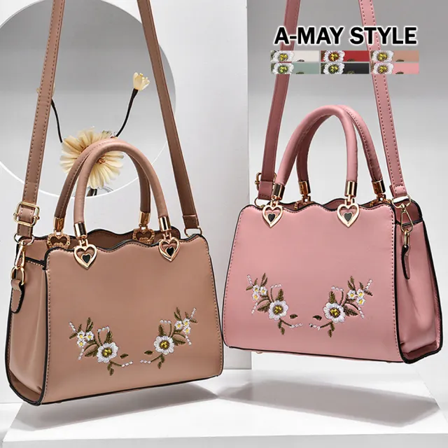 【Amay Style 艾美時尚】現貨 女包 側背包 典雅浪漫刺繡肩背托特包(6色)
