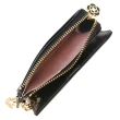 【CLATHAS】山茶花金屬小花裝飾質感羊皮證件零錢包鑰匙包(黑色)