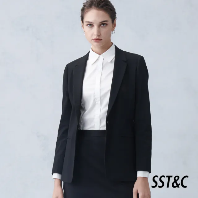 【SST&C 最後65折】黑色造型領西裝外套7162211001