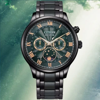 【CITIZEN 星辰】GENTS系列 光動能 月相盈虧顯示 時尚腕錶 母親節 禮物(AP1055-87X)