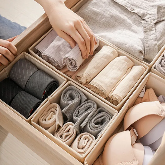 【Warm House Decor 暖和家居】日式分隔衣物收納盒三件組(衣櫃收納 內衣褲收納 日系收納盒 衣物收納)