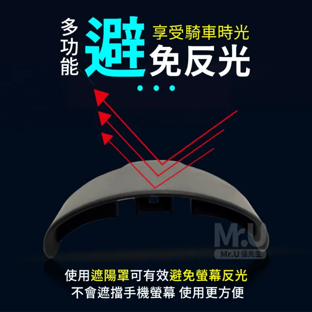【Mr.U優先生】手機遮陽罩 機車手機支架鏡座款/車把款可選 晴雨帽手機架(外送 環島 小雨傘)