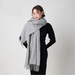 【BANNIES 頂級羊毛圍巾】純羊毛圍巾｜厚織-亞麻灰(圍巾 披肩 羊毛 厚織)