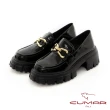 【CUMAR】厚底鋸齒鎖鏈樂福鞋(黑色)